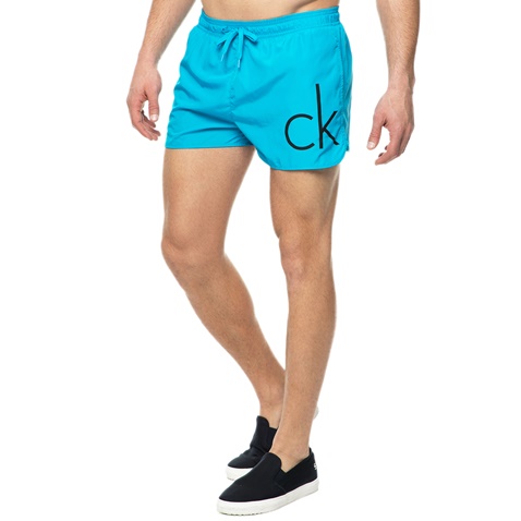 CK UNDERWEAR-Ανδρικό μαγιό σορτς RUNNER DRAWSTRING CK Underwear γαλάζιο