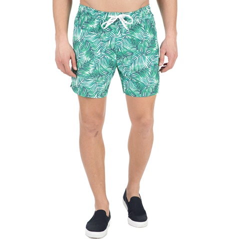 CK UNDERWEAR-Ανδρικό μαγιό βερμούδα MEDIUM DRAWSTRING CK Underwear πράσινο με print
