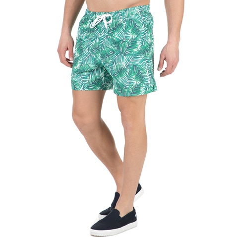 CK UNDERWEAR-Ανδρικό μαγιό βερμούδα MEDIUM DRAWSTRING CK Underwear πράσινο με print
