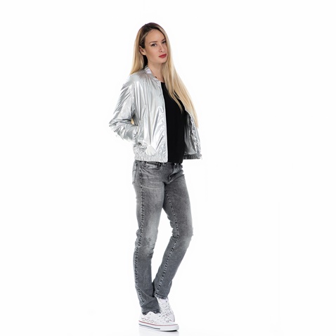 CALVIN KLEIN JEANS-Γυναικείο bomber μπουφάν Calvin Klein Jeans ασημί