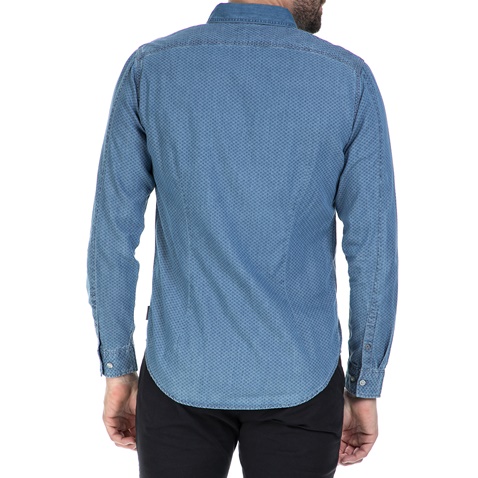 CALVIN KLEIN JEANS-Ανδρικό μακρυμάνικο πουκάμισο Calvin Klein Jeans μπλε