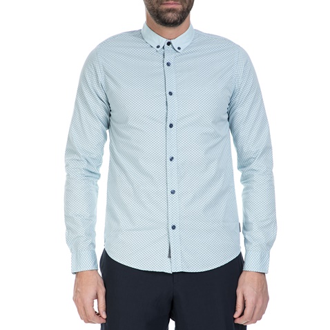 CALVIN KLEIN JEANS-Ανδρικό μακρυμάνικο πουκάμισο Calvin Klein Jeans γαλάζιο