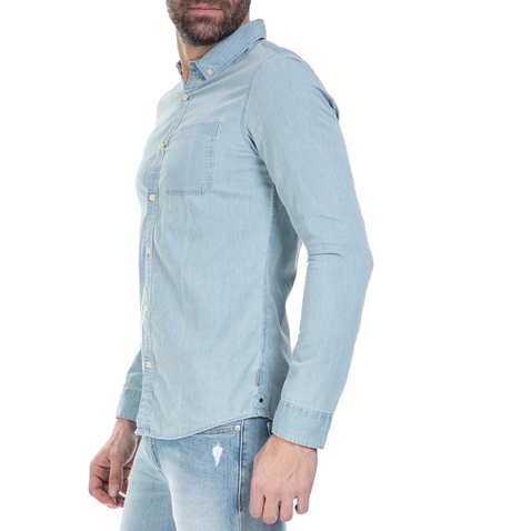 CALVIN KLEIN JEANS-Ανδρικό μακρυμάνικο τζιν πουκάμισο Calvin Klein Jeans μπλε