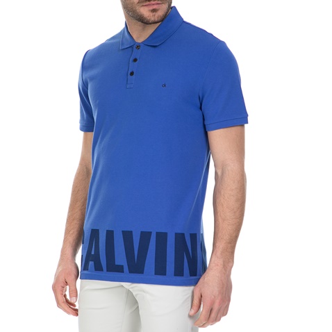 CALVIN KLEIN JEANS-Ανδρική κοντομάνικη polo μπλούζα Calvin Klein Jeans μπλε