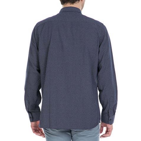 TED BAKER-Ανδρικό μακρυμάνικο πουκάμισο Ted Baker σκούρο μπλε με print