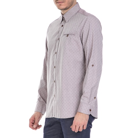 TED BAKER-Ανδρικό μακρυμάνικο πουκάμισο Ted Baker μοβ με print