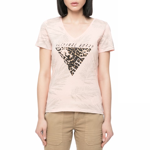 GUESS-Γυναικείο t-shirt με στάμπα Guess ροζ