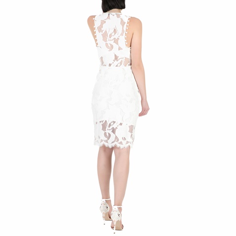 GUESS-Γυναικείο midi φόρεμα με δαντέλα Guess ALIKI λευκό