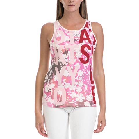GAS-Γυναικεία μπλούζα GAS άσπρη-ροζ               