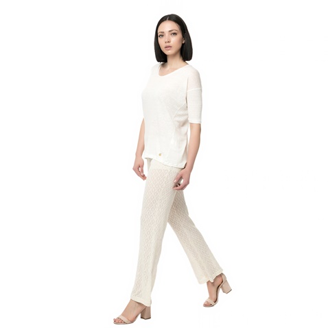 BROOKSFIELD-Γυναικεία λινή κοντομάνικη μπλούζα Brooksfield λευκή