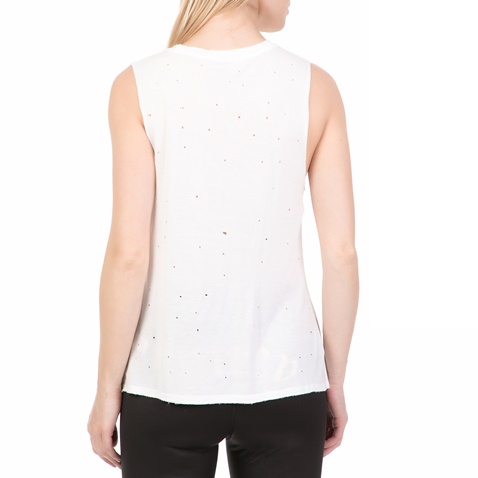 JUICY COUTURE-Γυναικεία αμάνικη μπλούζα COLLEGIATE DISTRESSED JUICY COUTURE λευκή