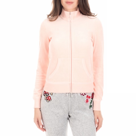 JUICY COUTURE-Γυναικεία ζακέτα JUICY COUTURE VELOUR FAIRFAX ροζ