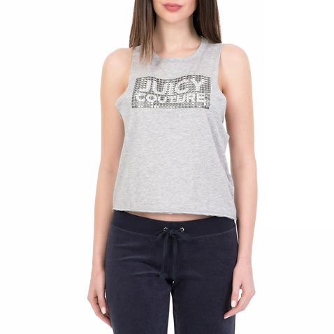 JUICY COUTURE-Γυναικεία αμάνικη μπλούζα JUICY COUTURE STUDDED γκρι