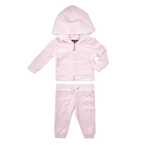 JUICY COUTURE KIDS-Σετ φόρμας ζακέτα-παντελόνι JUICY COUTURE ανοιχτό ροζ 