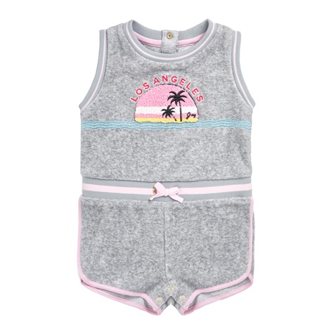 JUICY COUTURE KIDS-Βρεφική ολόσωμη φόρμα JUICY COUTURE MICROTERRY LA SUNSET γκρι 