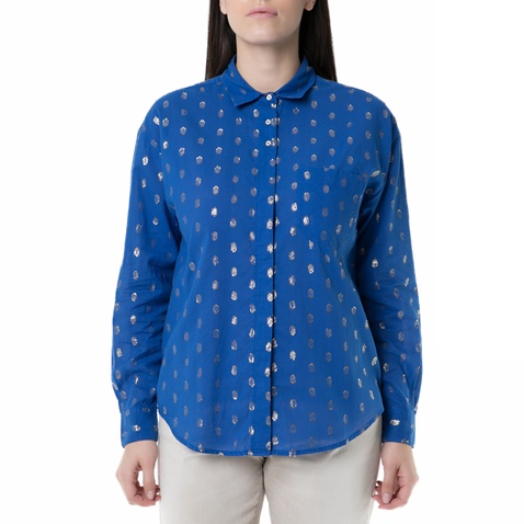 SCOTCH & SODA-Γυναικείο μακρυμάνικο πουκάμισο Scotch & Soda μπλε με βούλες