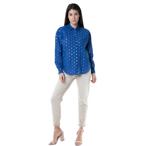 SCOTCH & SODA-Γυναικείο μακρυμάνικο πουκάμισο Scotch & Soda μπλε με βούλες