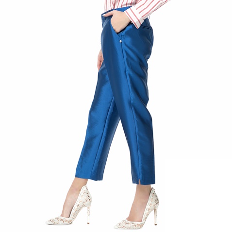 SCOTCH & SODA-Γυναικείο παντελόνι Scotch & Soda Tailored shiny μπλε μεταλλιζέ