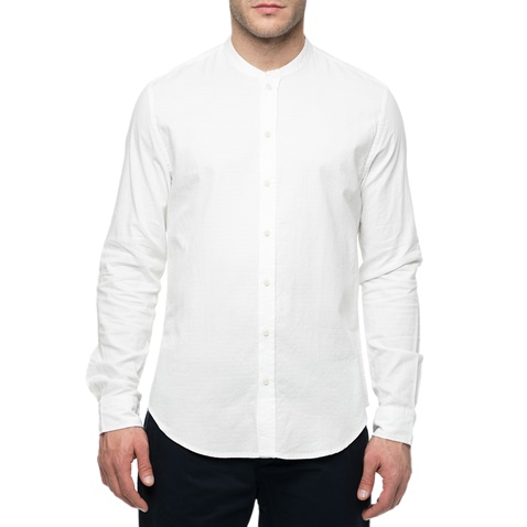 SCOTCH & SODA-Ανδρικό πουκάμισο με μάο γιακά Scotch & Soda λευκό