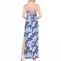 JUICY COUTURE-Γυναικείο μάξι φόρεμα PALM LEAVES CREPE JUICY COUTURE μπλε