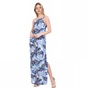 JUICY COUTURE-Γυναικείο μάξι φόρεμα PALM LEAVES CREPE JUICY COUTURE μπλε