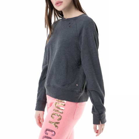 JUICY COUTURE-Γυναικεία φούτερ μπλούζα distressed mineral wash Juicy Couture γκρι
