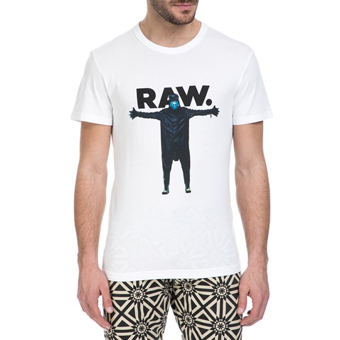 G-STAR RAW-Ανδρική κοντομάνικη μπλούζα G-Star Raw Numben λευκή με στάμπα