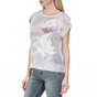 GARCIA JEANS-Γυναικεία κοντομάνικη μπλούζα GARCIA JEANS λευκή με φλοράλ μοτίβο 