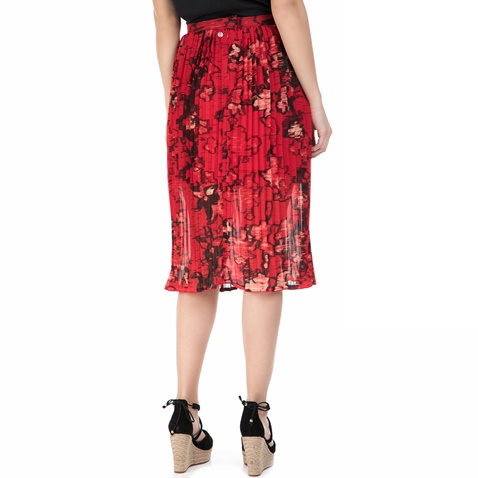 GARCIA JEANS-Πλισέ φούστα GARCIA JEANS κόκκινη με φλοράλ μοτίβο 
