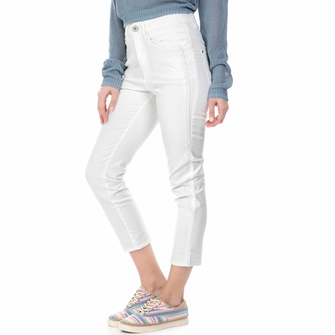 GARCIA JEANS-Γυναικείο ψηλόμεσο τζιν cropped παντελόνι Garcia Jeans λευκό