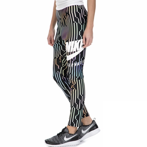 NIKE-Γυναικείο μακρύ κολάν Nike λευκό-μαύρο μοτίβο 