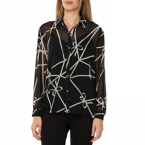 JUICY COUTURE-Γυναικείο μακρυμάνικο πουκάμισο JUICY COUTURE RIBBONS SHIRTING μαύρο με print