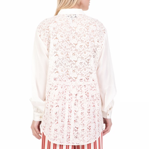 JUICY COUTURE-Γυναικείο μακρυμάνικο πουκάμισο SILK  LACE BACK JUICY COUTURE λευκό
