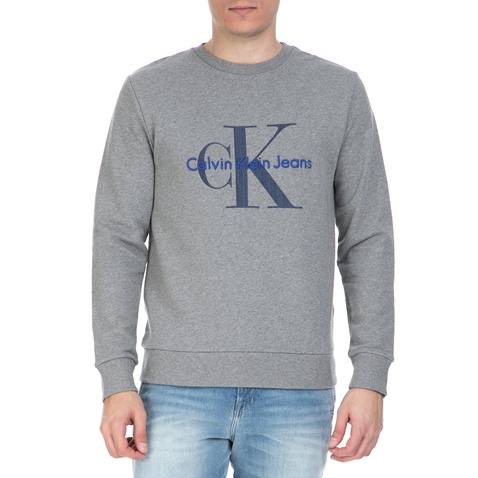 CALVIN KLEIN JEANS-Ανδρική μακρυμάνικη φούτερ μπλούζα Calvin Klein Jeans γκρι