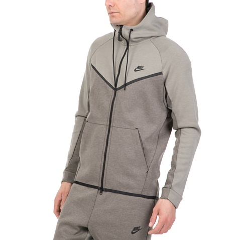 NIKE-Ανδρική ζακέτα με κουκούλα Nike Sportswear Tech Fleece Windrunner γκρι