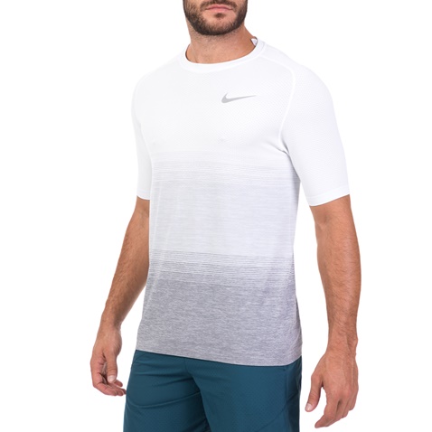 NIKE-Ανδρική αθλητική κοντομάνικη μπλούζα NIKE DF KNIT λευκή-γκρι