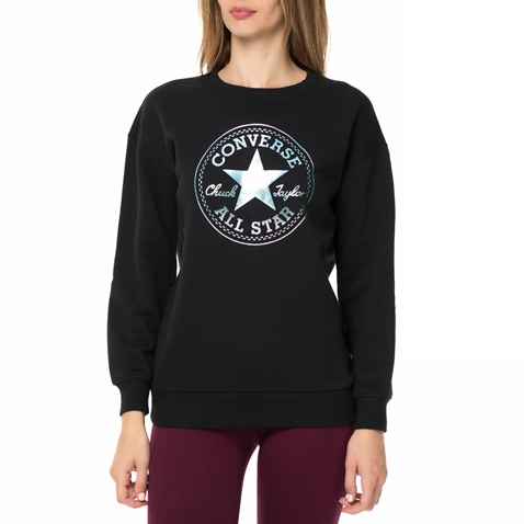 CONVERSE-Γυναικεία φούτερ μπλούζα CONVERSE Shine Pack Graphic μαύρη με στάμπα