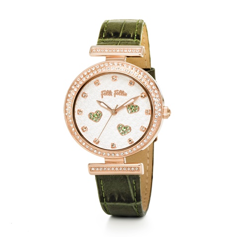 FOLLI FOLLIE-Γυναικείο ρολόι με δερμάτινο λουράκι FOLLI FOLLIE DESIRE πράσινο