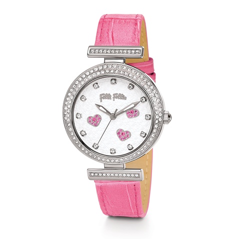 FOLLI FOLLIE-Γυναικείο ρολόι με δερμάτινο λουράκι FOLLI FOLLIE DESIRE ροζ
