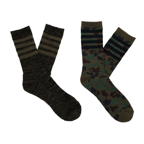 CONVERSE-Σετ από 2 ζευγάρια ψηλές ανδρικές κάλτσες CONVERSE λαδί & παραλλαγή