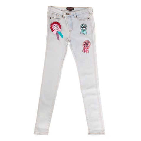 JUICY COUTURE KIDS-Παιδικό παντελόνι JUICY COUTURE KIDS DNM WOODLAND WINNERS EMBROIDER μπλε