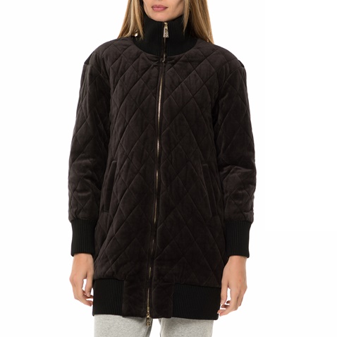 JUICY COUTURE-Γυναικείο μπουφάν JUICY COUTURE HW VELOUR QUILTED PUFFER μαύρο