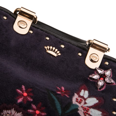 JUICY COUTURE-Γυναικεία τσάντα JUICY COUTURE FAIRMONT FAIRYTALE floral μαύρη