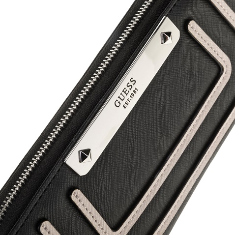 GUESS-Γυναικείο πορτοφόλι Guess BRITTA LARGE ZIP AROUND μαύρο