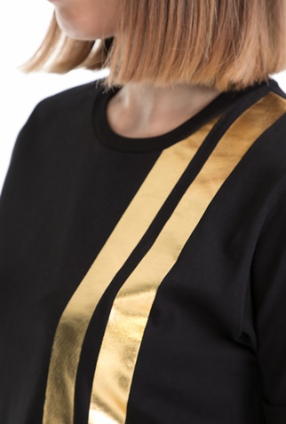 FRANKLIN & MARSHALL-Γυναικείο T-shirt FRANKLIN & MARSHALL μαύρο-χρυσό     