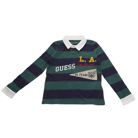 GUESS KIDS-Παιδική polo μπλούζα GUESS KIDS LS POLO - BRUSHED JERSEY πράσινη μπλε