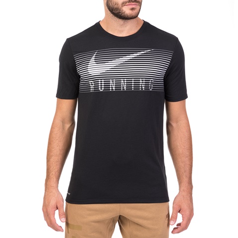 NIKE-Ανδρική κοντομάνικη μπλούζα για τρέξιμο NIKE DRY TEE DBL STMT HRTGE μαύρη