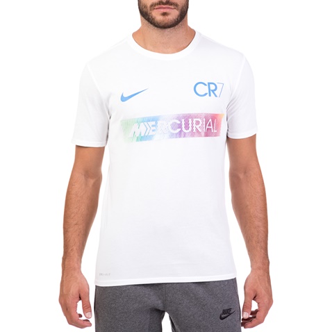 NIKE-Ανδρική κοντομάνικη μπλούζα ποδοσφαίρου RONALDO NIKE  DRY TEE MERCURIAL λευκή