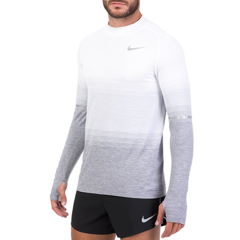 NIKE-Ανδρική αθλητική μακρυμάνικη μπλούζα Nike DF KNIT TOP LS MOCK γκρι-ασημί