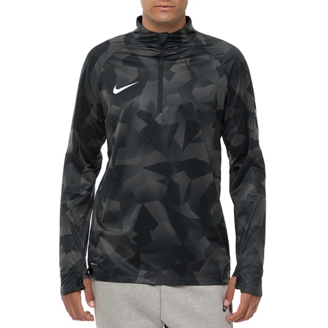 NIKE-Ανδρική αθλητική μακρυμάνικη μπλούζα SHLD SQD DRIL TOP μαύρη-γκρι